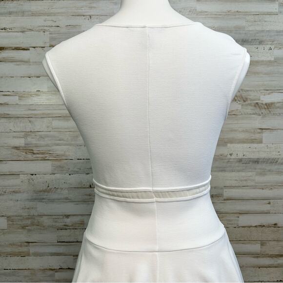 Victorias Secret Bodycon Mesh Insert Peplum Dress Womens Size 6 Cream Stretch - Picture 9 of 14